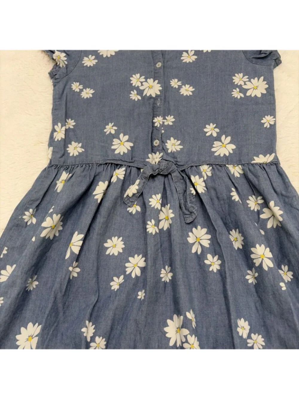 Carters Kid 14 Blue Chambray Floral Dress Sundress Boho Priarie